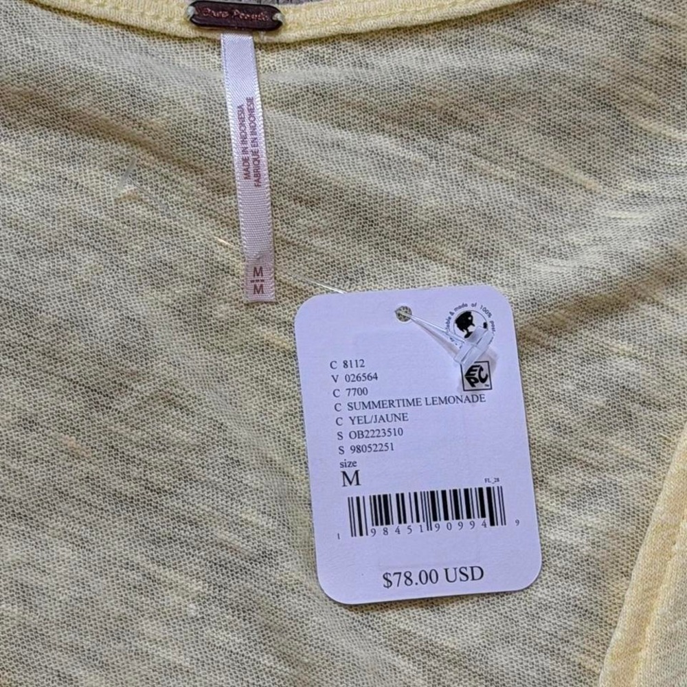 Free People Yellow Linen Blend Tie Front Top - Picture 11 of 14